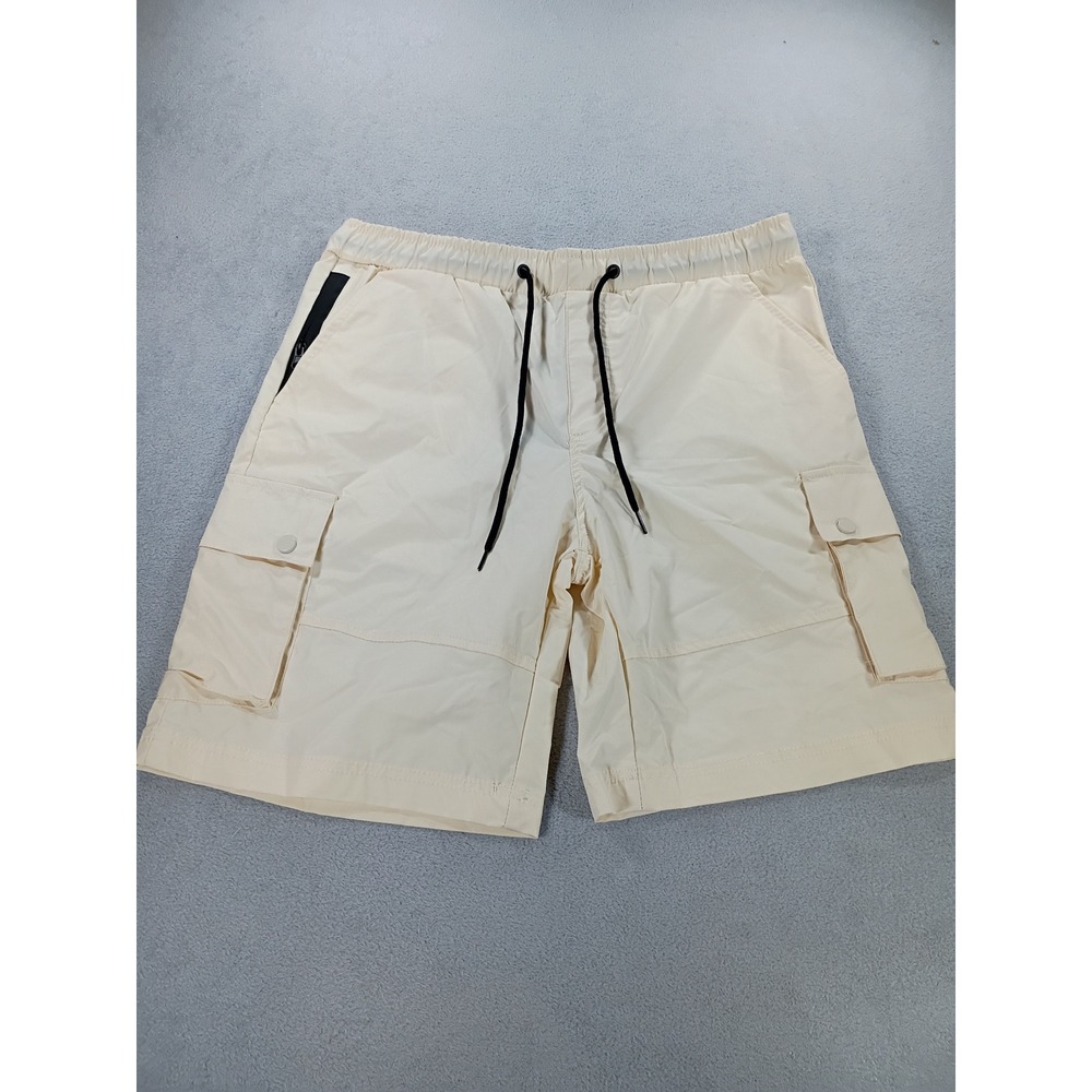 Unbranded Mens Cargo Shorts Cream 34 Drawstring Utility Pockets